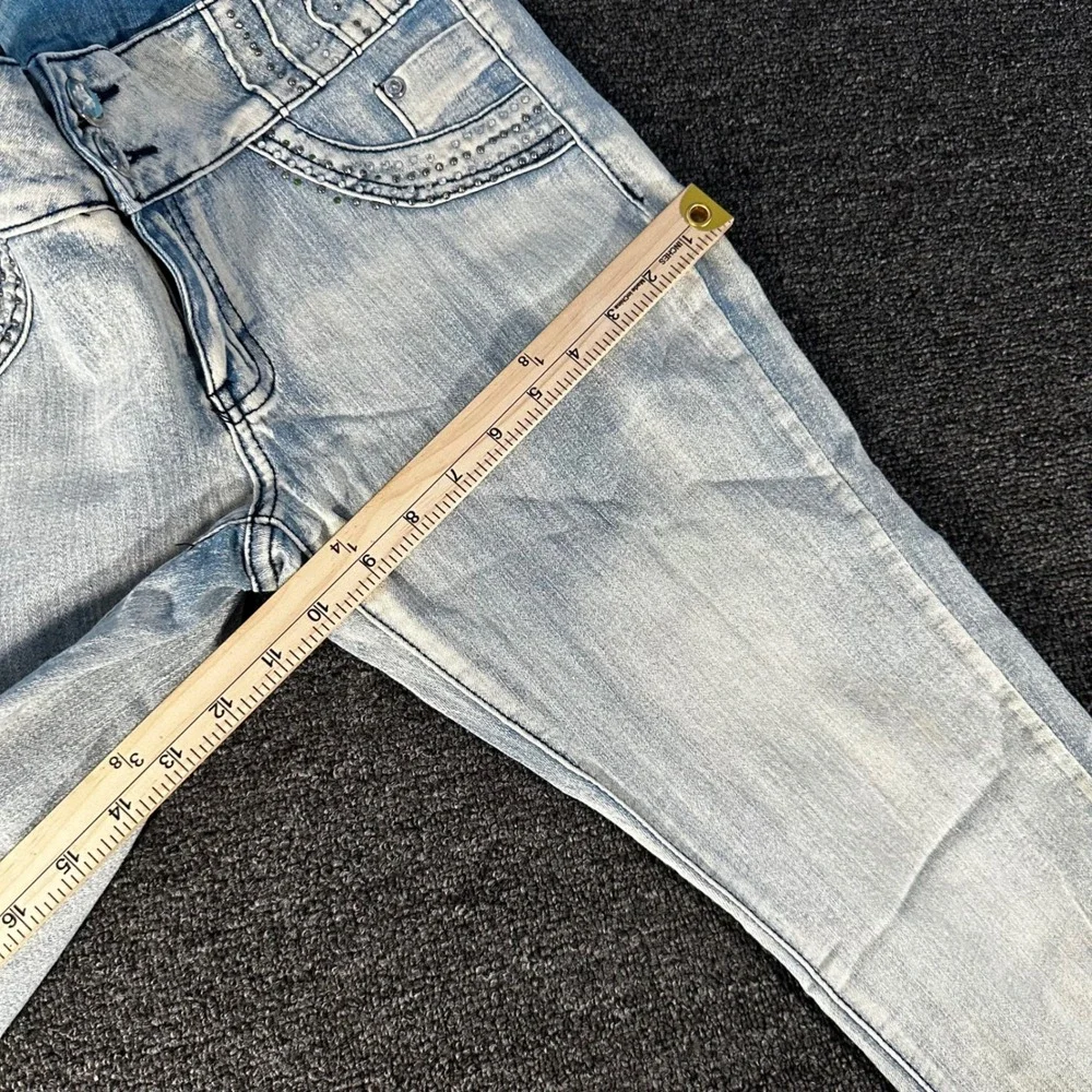 Sky Jeans Slim Denim Womens 11 Light Blue Good Rhinestone Studded Y2K McBling